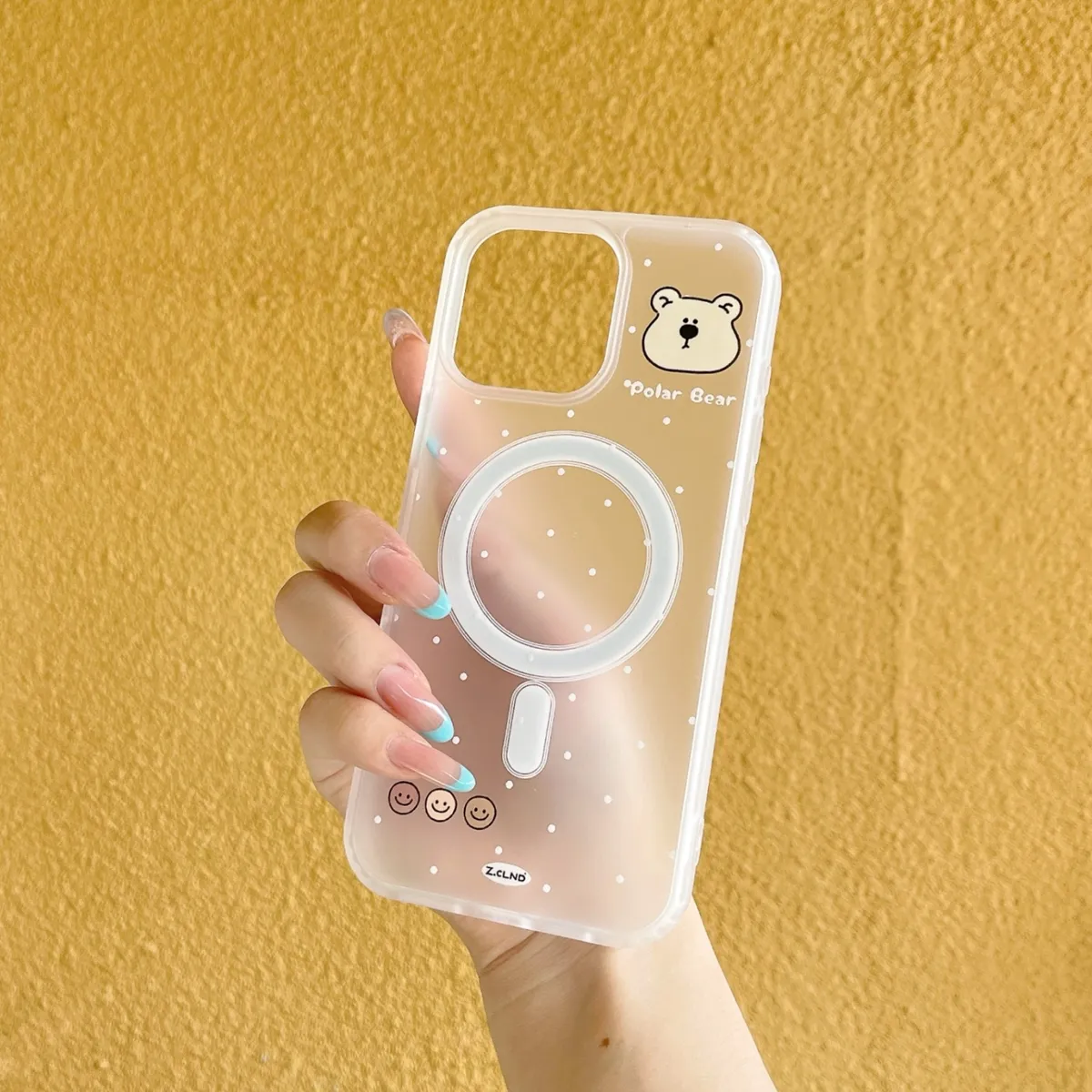 波点熊+磁吸立体格子熊支架适用苹果15Promax手机壳可爱卡通创意iPhone14网红2025超火女款16Promax全包保护套 - 图片 7