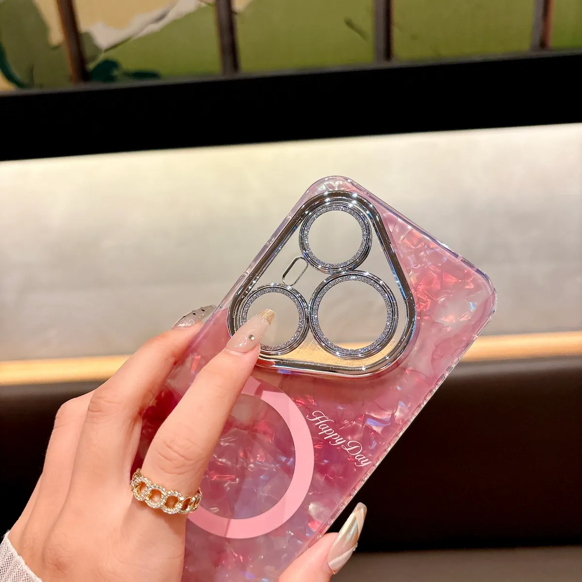 贝壳纹磁吸树莓粉Pur80Pro+手机壳P70pro简约适用苹果17promax防摔保护壳套16promax硬s25ultra - 图片 5