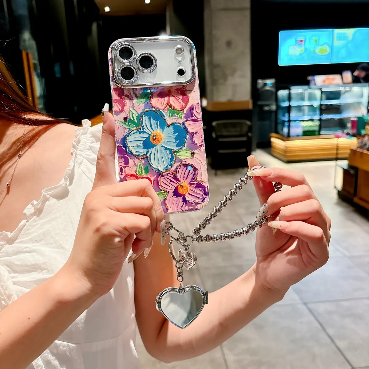 适用苹果系列iPhone17新款手机壳17pro15promax国风油画花朵13pro16promax全包镜头膜钻框保护套 - 图片 16