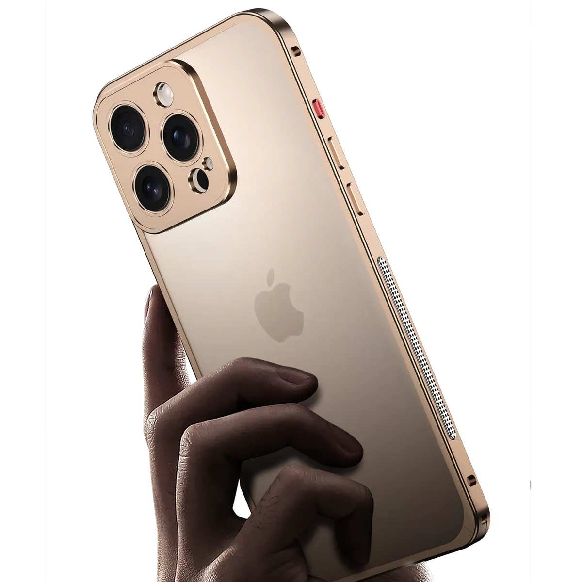 （外贸图白底图）适用于iphone16promax/苹果15/14/13系列金属海马扣设计防摔散热超跑边框带镜头保护套手机壳 - 图片 7