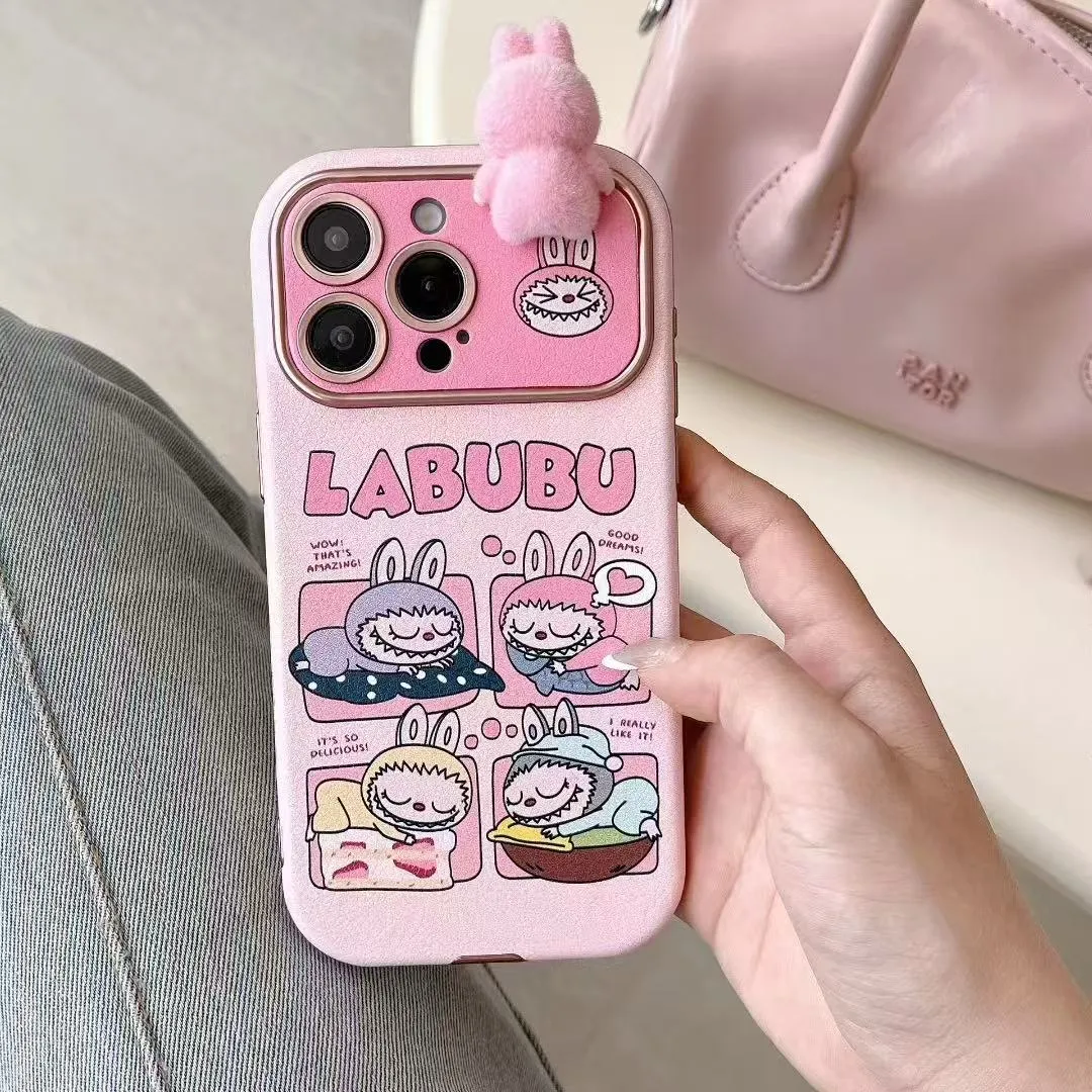大视窗贴皮立体拉布布手链适用iPhone16/15网红卡通14promax可爱个性13Pro精美链条12少女粉创意苹果手机壳 - 图片 6