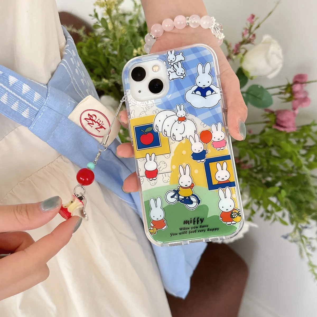 气垫IMD链条米菲兔适用苹果16promax手机壳卡通iphone13新款14pro防摔15ProMax女16pro可爱14/13Pro全包 - 图片 6