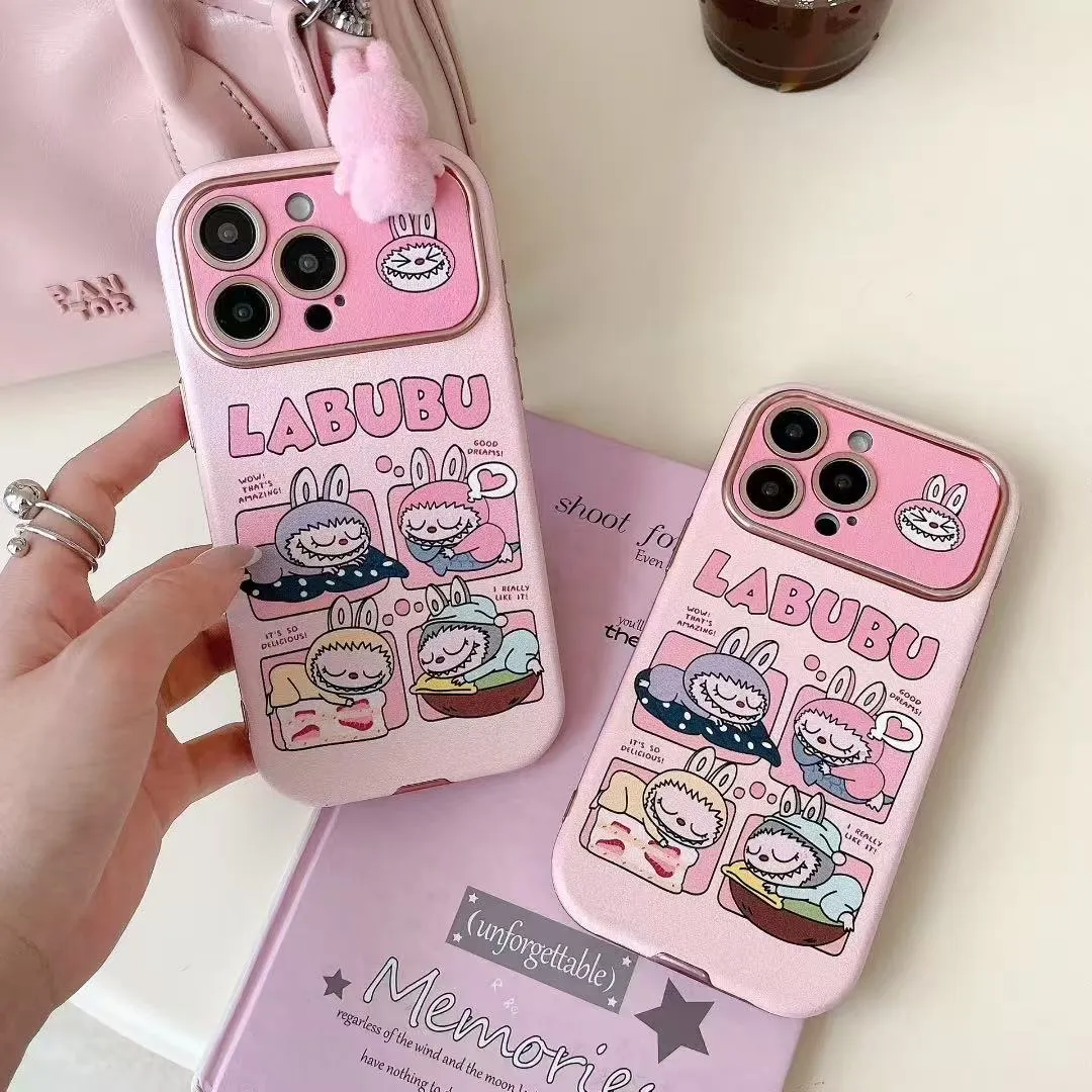 大视窗贴皮立体拉布布手链适用iPhone16/15网红卡通14promax可爱个性13Pro精美链条12少女粉创意苹果手机壳 - 图片 8