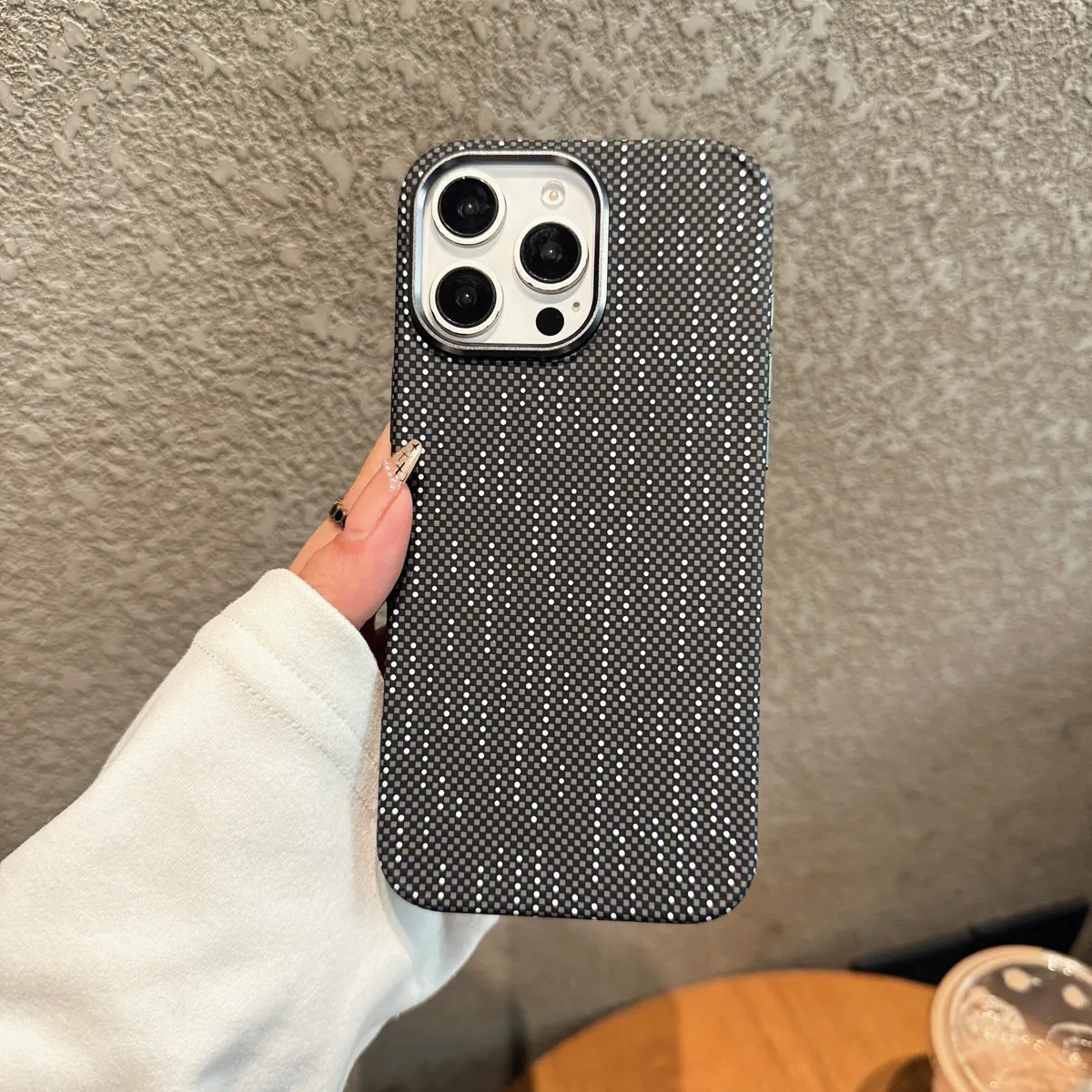 黑色条纹适用苹果iphone15ProMax手机壳高级感磁吸凯夫拉纹理14Pro磨砂防摔magsafe手机套13硬壳12金属镜头16promax - 图片 3