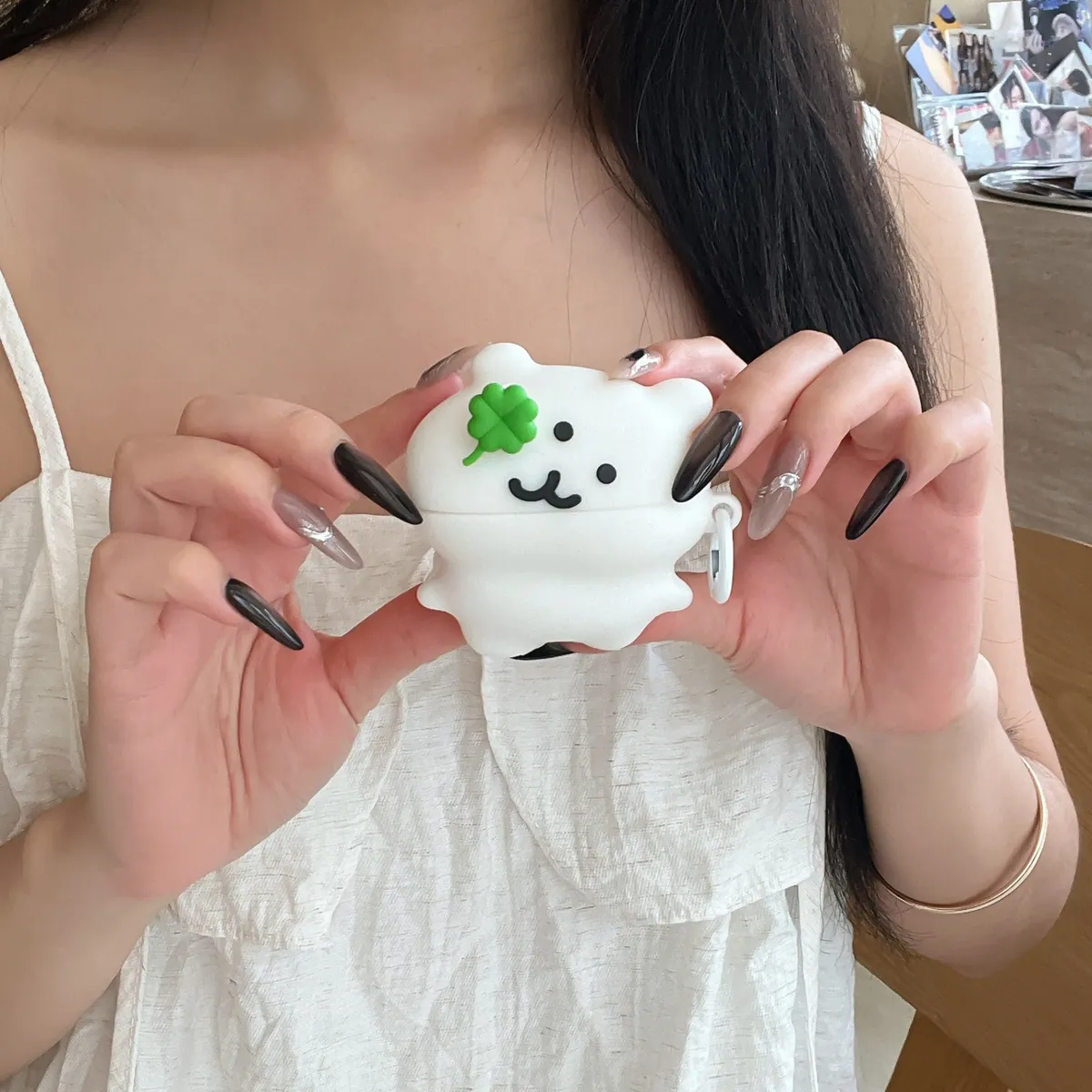 硅胶四叶草自嘲熊耳机套适用Airpods4保护套可爱卡通Airpodspro降噪耳机保护套Airpods2网红超火女款Airpods3全包防摔 - 图片 7