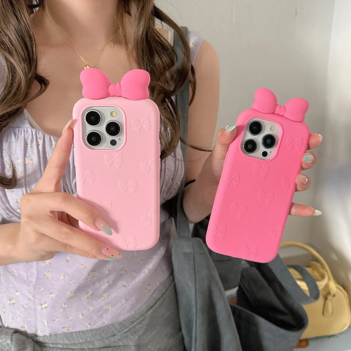 卡通立体可爱蝴蝶结适用iPhone15promax手机壳苹果16pro保护套13硅胶14防摔新款情侣创意软壳 - 图片 10