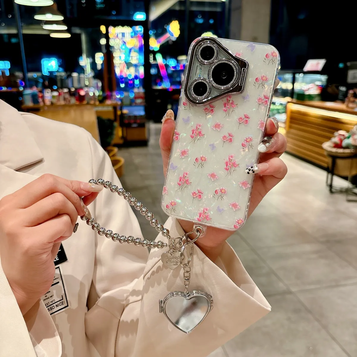 支架Pura70补妆镜子手机壳个性Mate70pro活力版保护套防摔Mate60闪粉镜头膜P70pro - 图片 4
