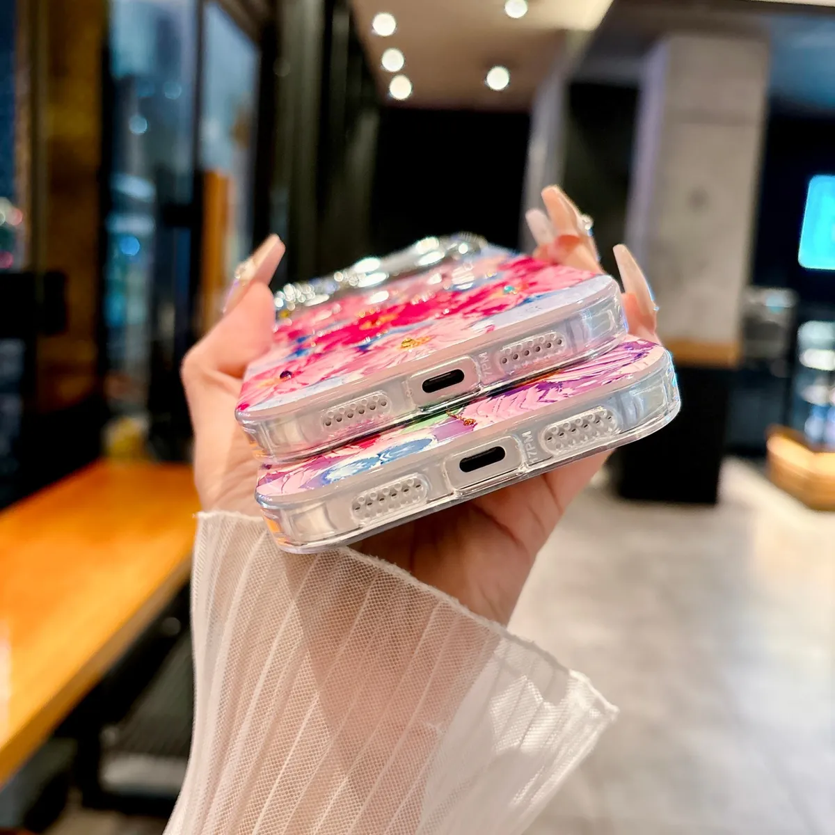 适用苹果系列iPhone17新款手机壳17pro15promax国风油画花朵13pro16promax全包镜头膜钻框保护套 - 图片 15