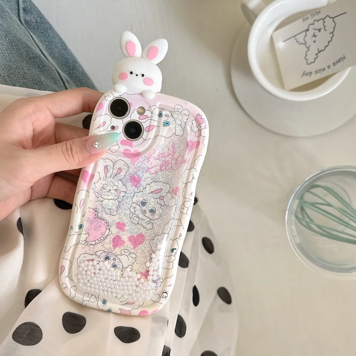 适用iphone14promax手机壳苹果13趴趴流沙粉色爱心小兔子ins可爱唯美13pro max手机套15女款网红卡通14plus防摔16保护套