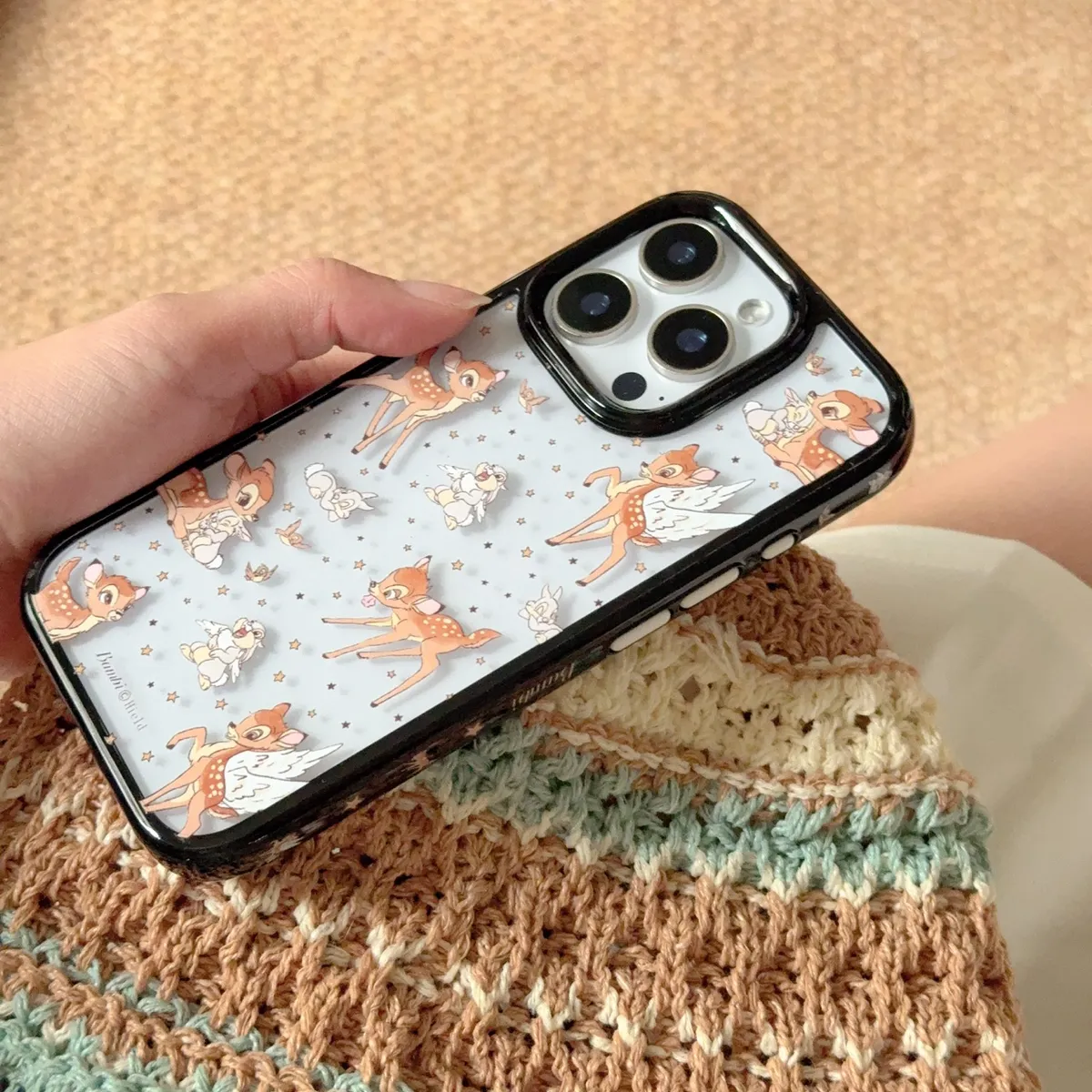 星星小鹿斑比适用于iPhone16ProMax手机壳苹果15Pro卡通少女情侣14防摔保护13侧图圆边保护套