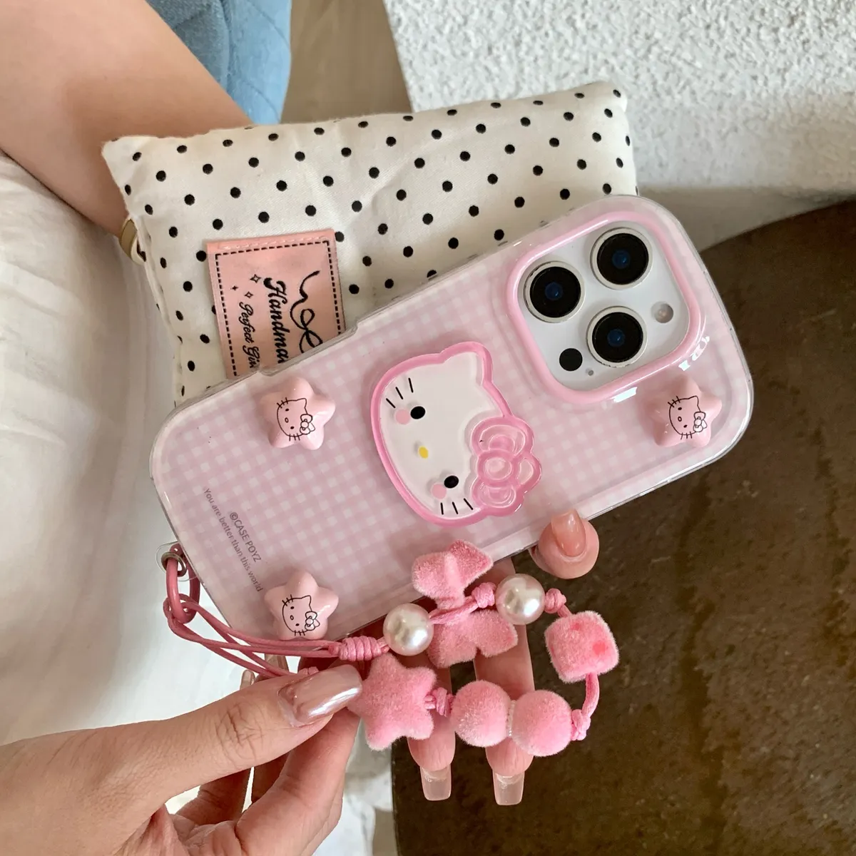 格子星星Kitty适用于苹果16/15/14/13/promax手机壳iphone16promax可爱卡通 - 图片 3