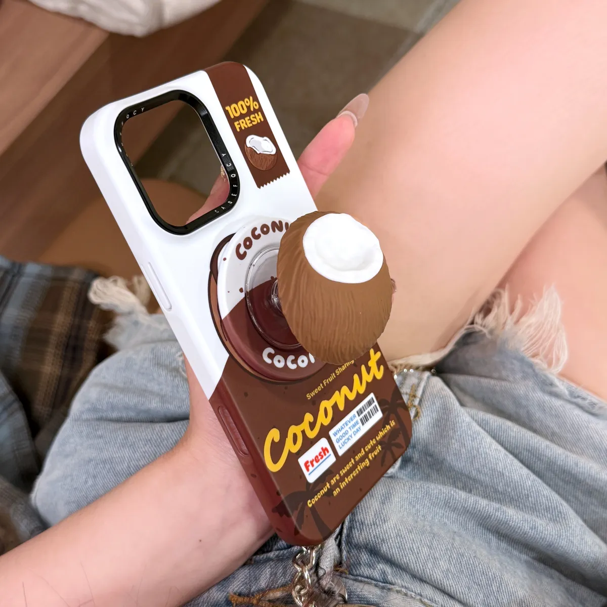 立体椰子创意适用苹果16promax手机壳个性可爱椰子支架iphone14新款15promax磁吸菲林壳 - 图片 10