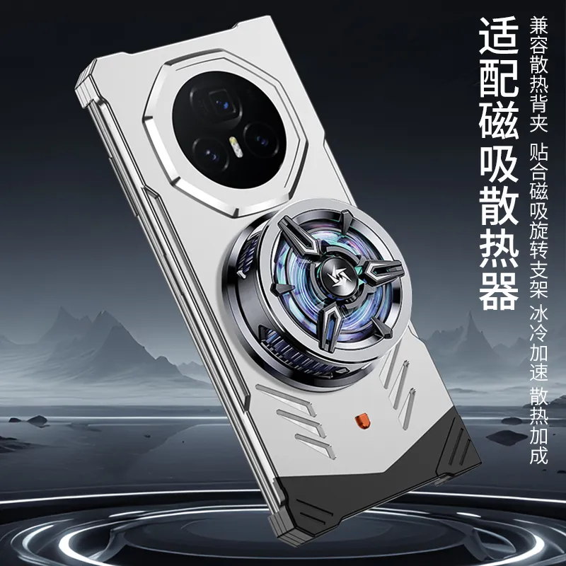 适用于荣耀magic v5折叠新款跑车设计金属磁吸带支架保护套 散热无边框金属裸机质感手机壳 - 图片 5