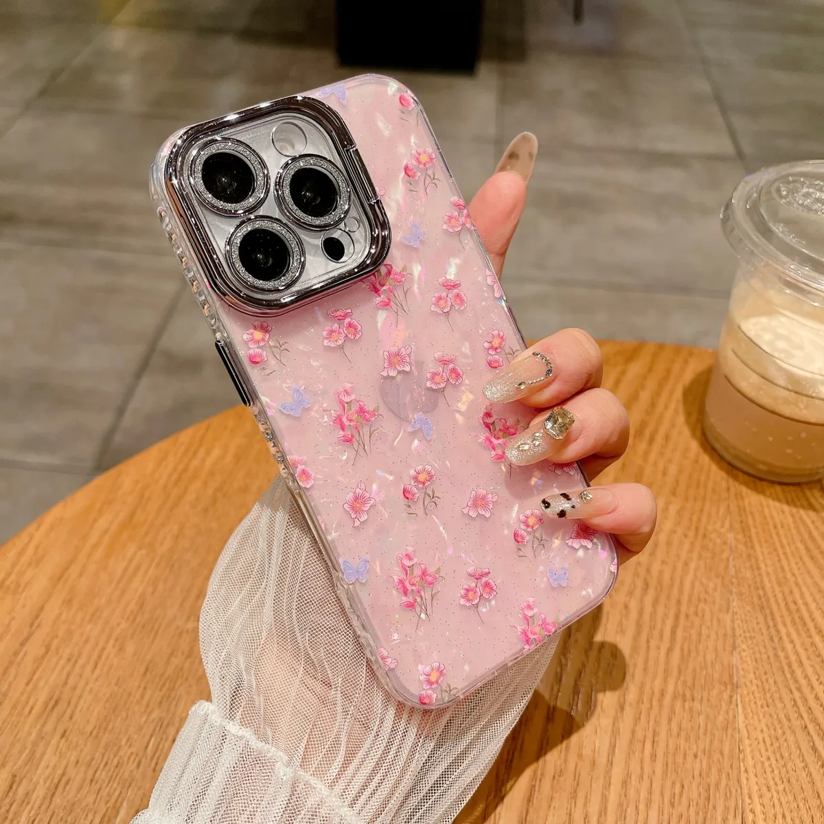 适用苹果系列iPhone16网红手机壳14promax小清新15promax粉底小碎花全包镜头支架14/13高级感新款保护套 - 图片 13