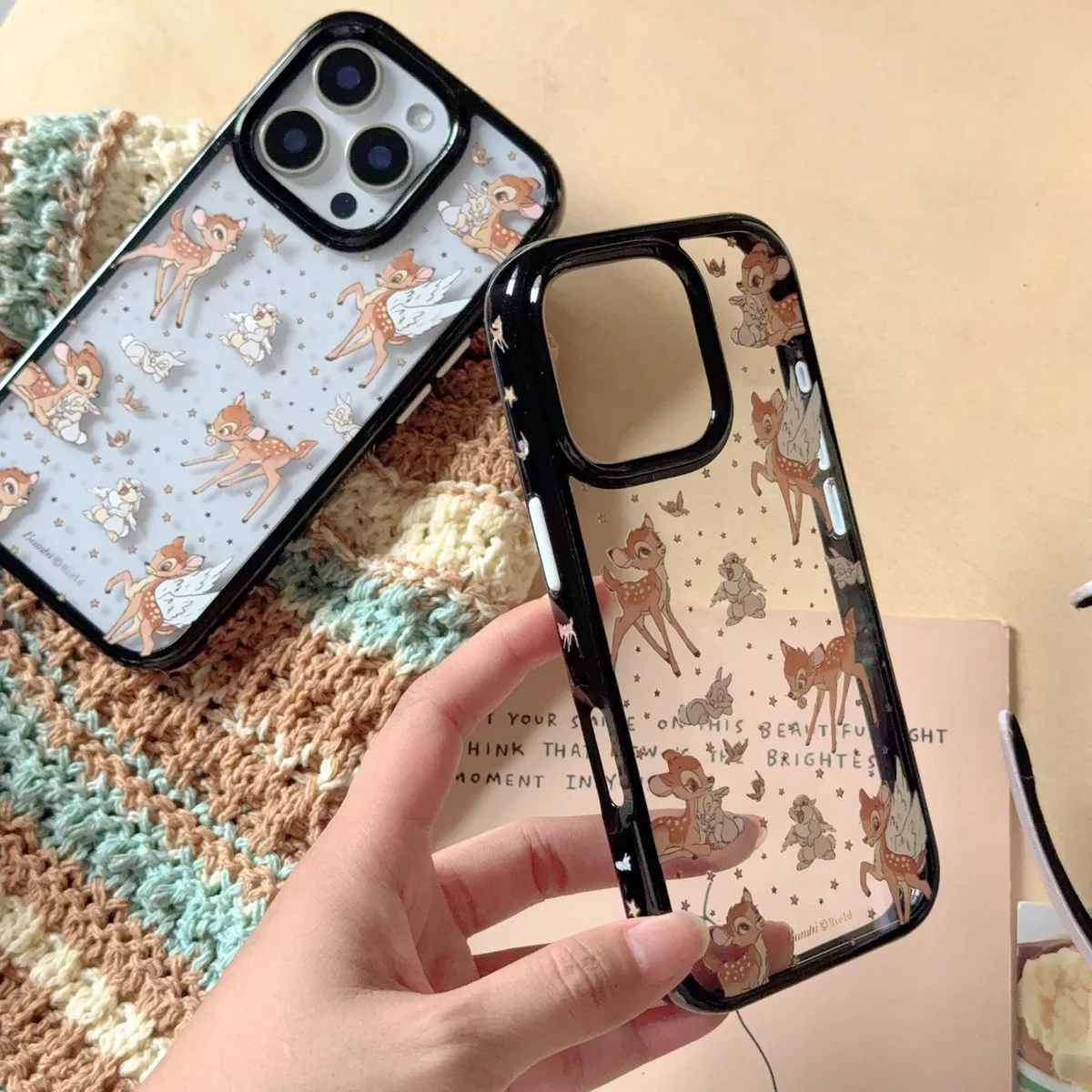 星星小鹿斑比适用于iPhone16ProMax手机壳苹果15Pro卡通少女情侣14防摔保护13侧图圆边保护套 - 图片 3
