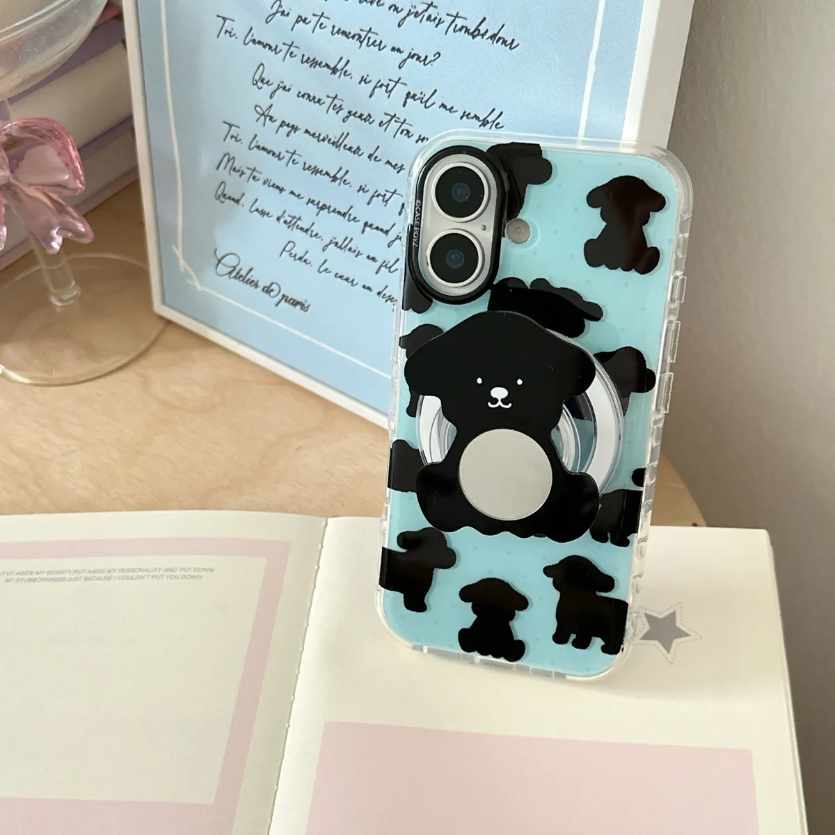 黑色镜子动物适用于苹果16/15/14/13/promax手机壳iphone16promax可爱卡通 - 图片 3