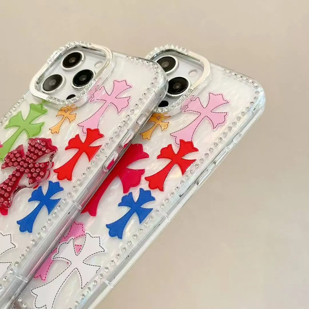 点钻十字架贝壳纹链条适用iphone16promax苹果15ProMax手机壳新款13卡通防摔14Promax保护套创意 - 图片 6