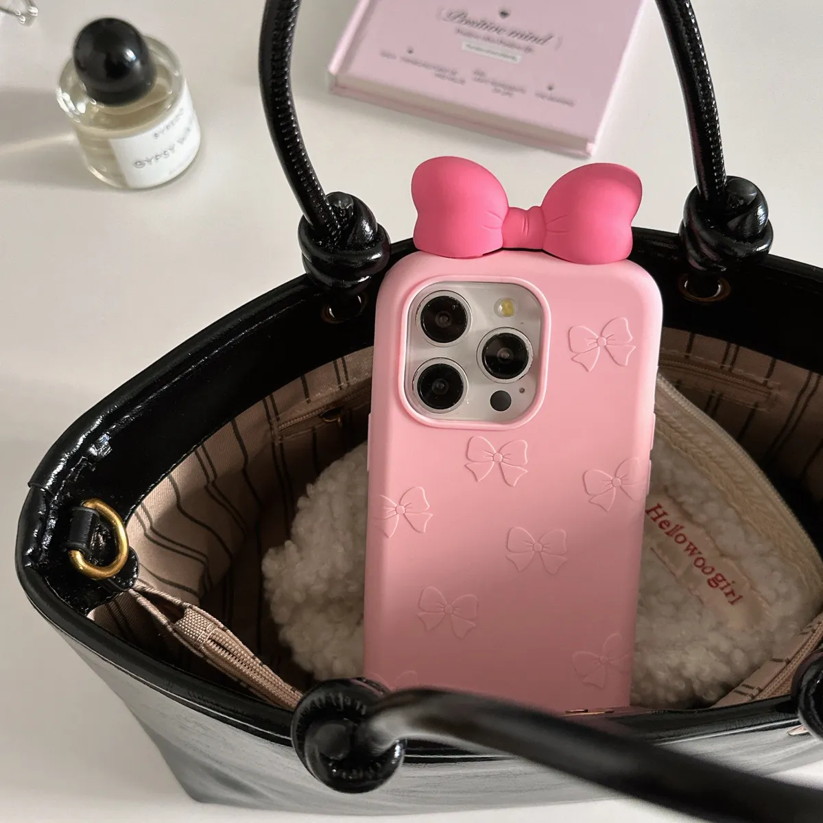卡通立体可爱蝴蝶结适用iPhone15promax手机壳苹果16pro保护套13硅胶14防摔新款情侣创意软壳 - 图片 2