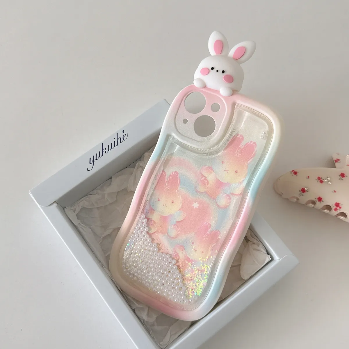 适用iphone14promax手机壳苹果13趴趴流沙渐变小兔ins可爱唯美13pro max手机套15女款11网红卡通14plus防摔16保护套