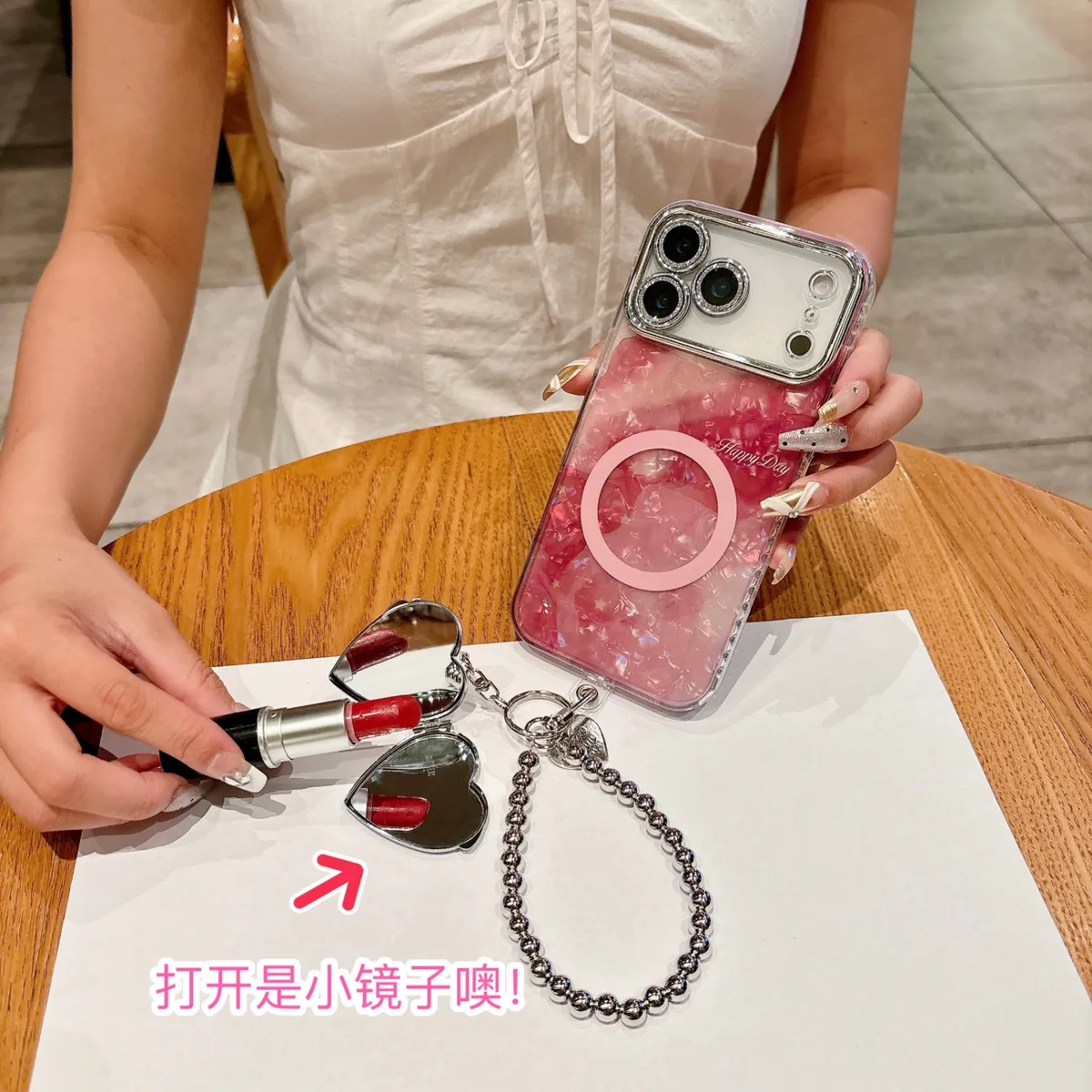 适用苹果系列iPhone17新款手机壳17pro16promax时尚贝壳纹磁吸14pro15promax银灰色闪粉镜头保护套 - 图片 14