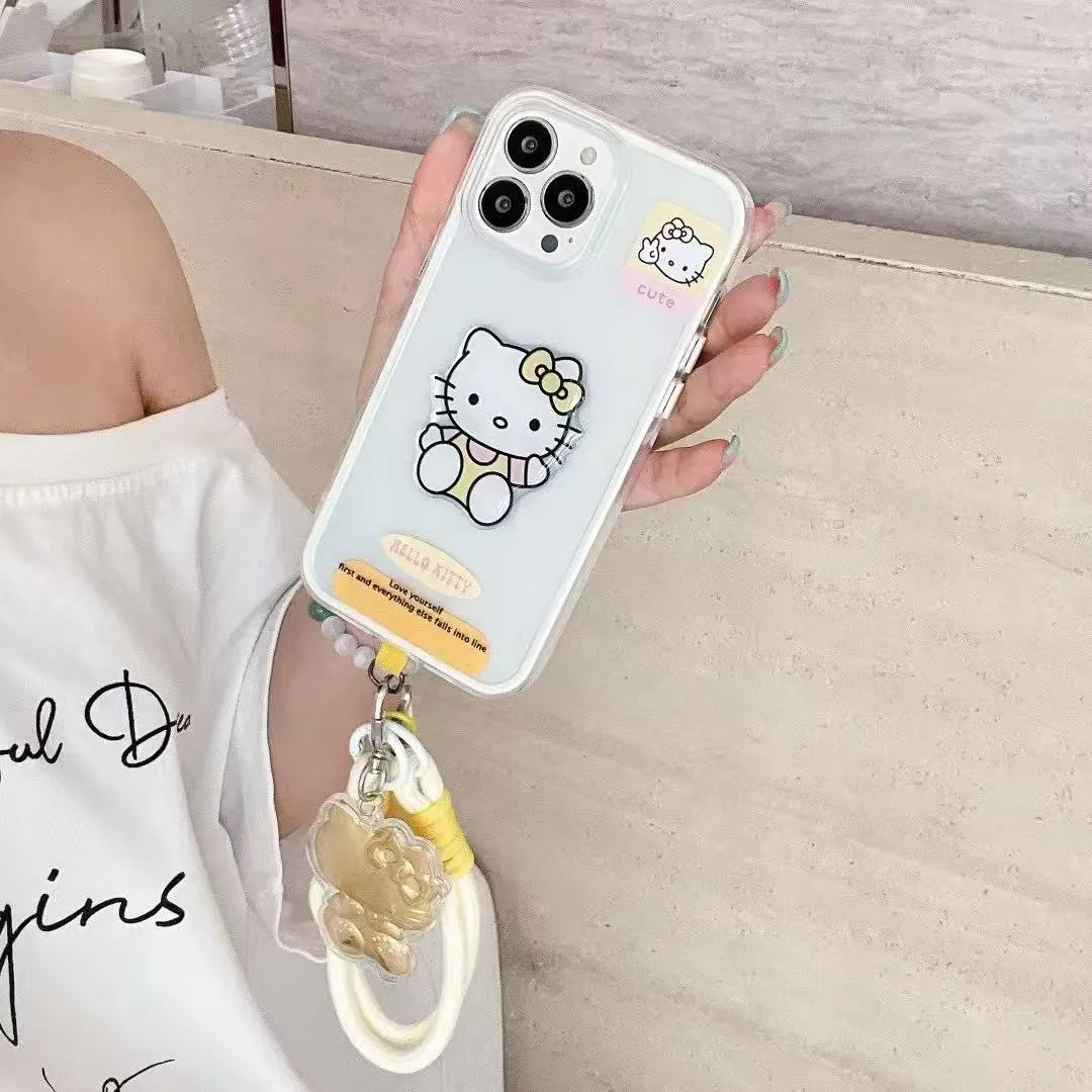 适用iPhone15promax手机壳苹果16新款纯色边框透明涂鸦HelloKitty13带挂绳12卡通可爱16pro防摔硅胶保护套潮 - 图片 4
