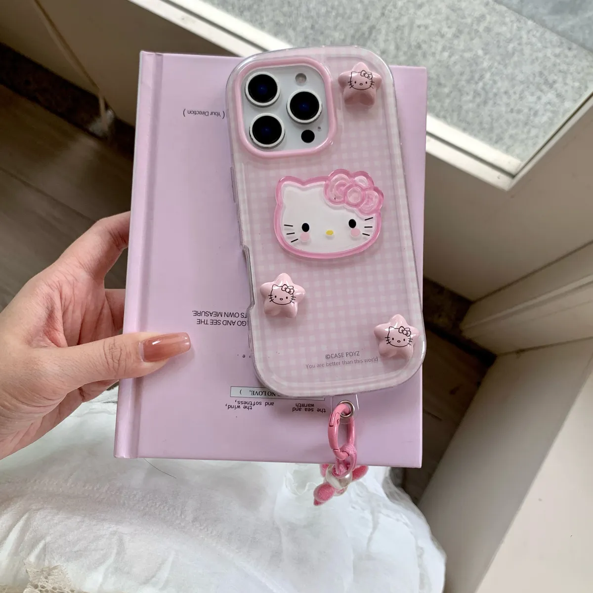 格子星星Kitty适用于苹果16/15/14/13/promax手机壳iphone16promax可爱卡通 - 图片 5