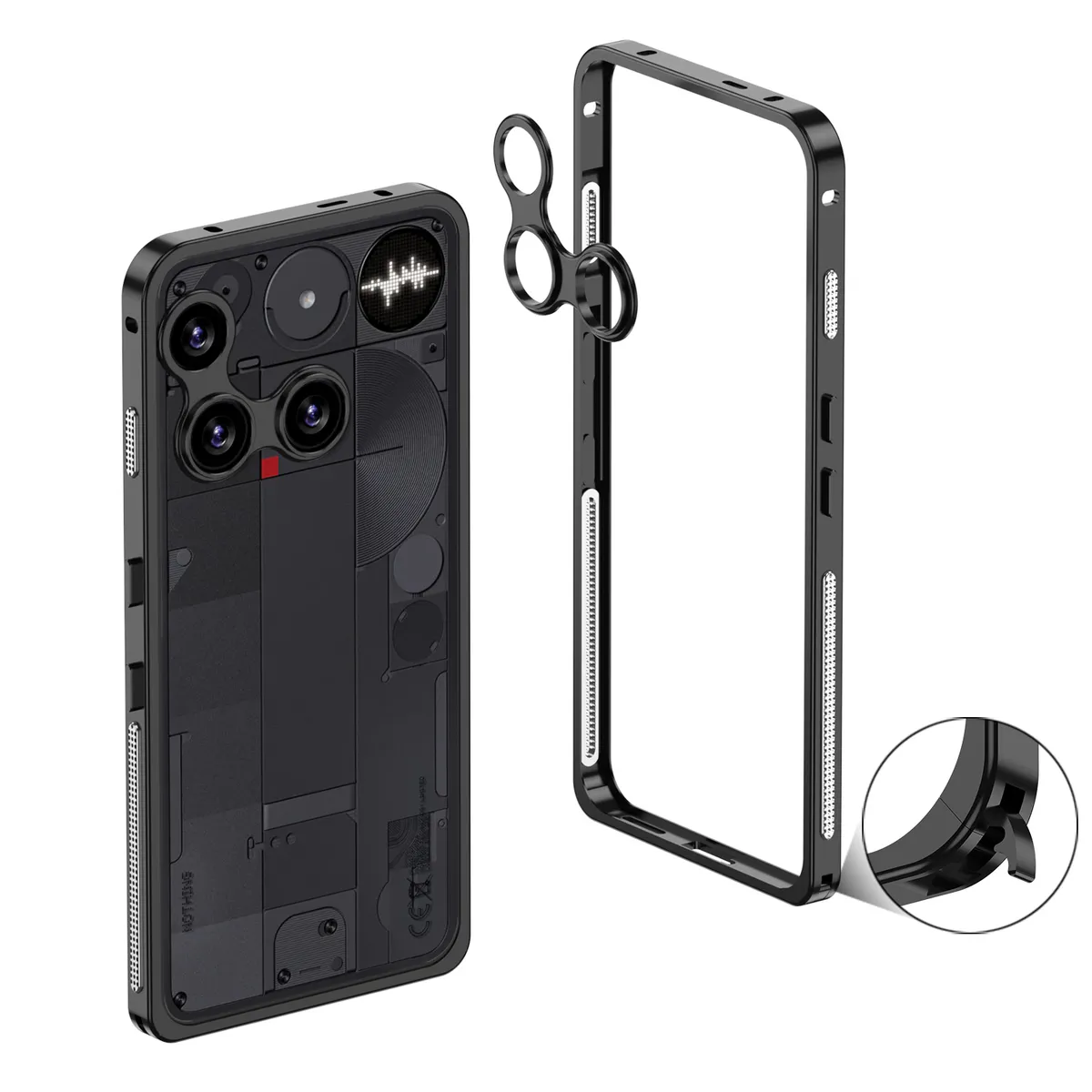 适用于nothingphone3金属海马扣防摔散热超跑边框带镜头保护套手机壳 - 图片 18