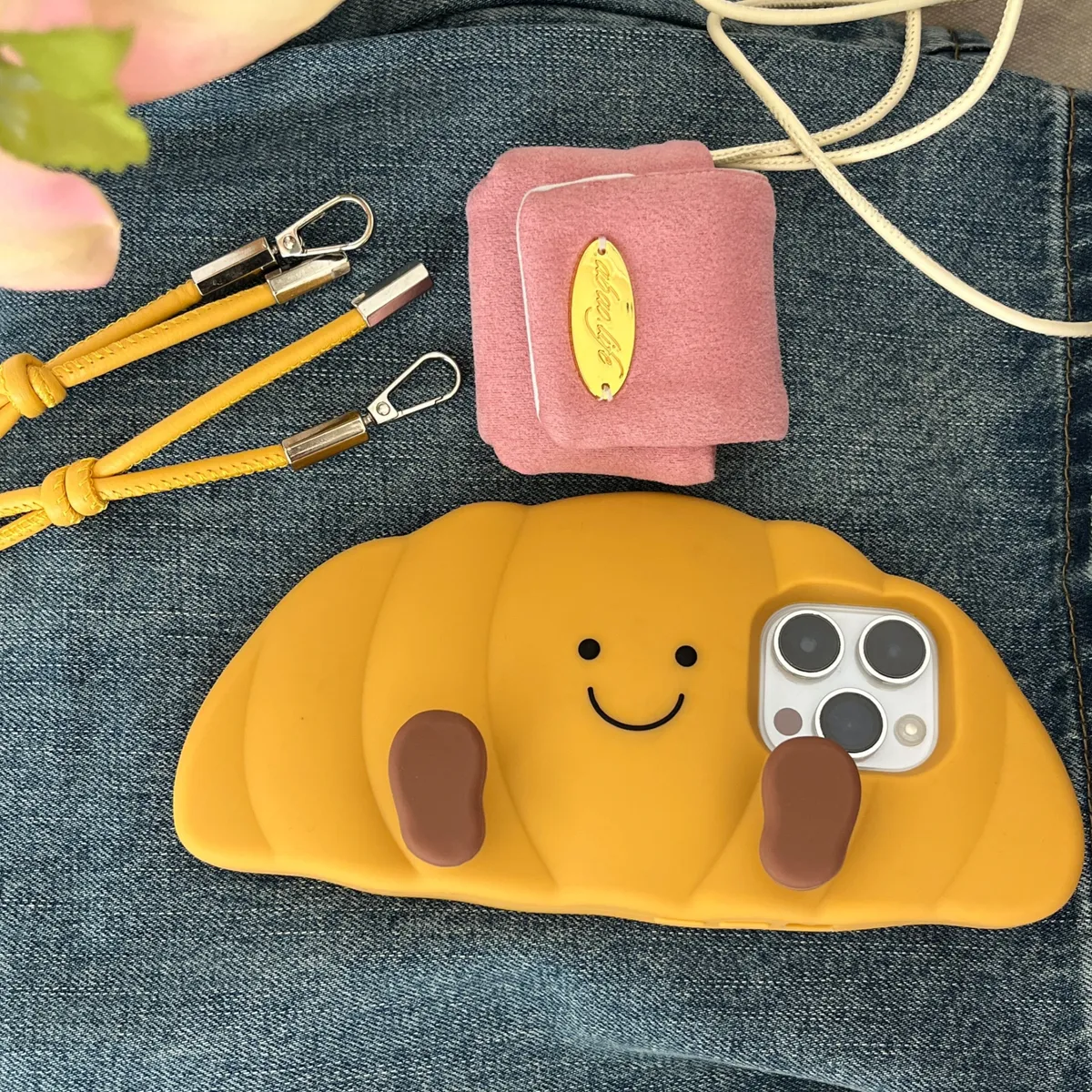 卡通立体可爱jellycat牛角包适用iPhone15promax手机壳苹果16pro保护套13硅胶14防摔新款情侣创意软壳 - 图片 4