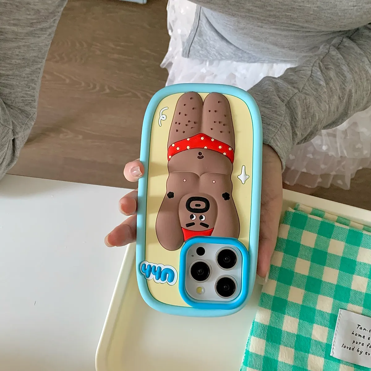 硅胶腿毛大胖子适用苹果16promax手机壳韩风小众艺术设计感iphone13超火简约高级感15promax全包保护套 - 图片 3