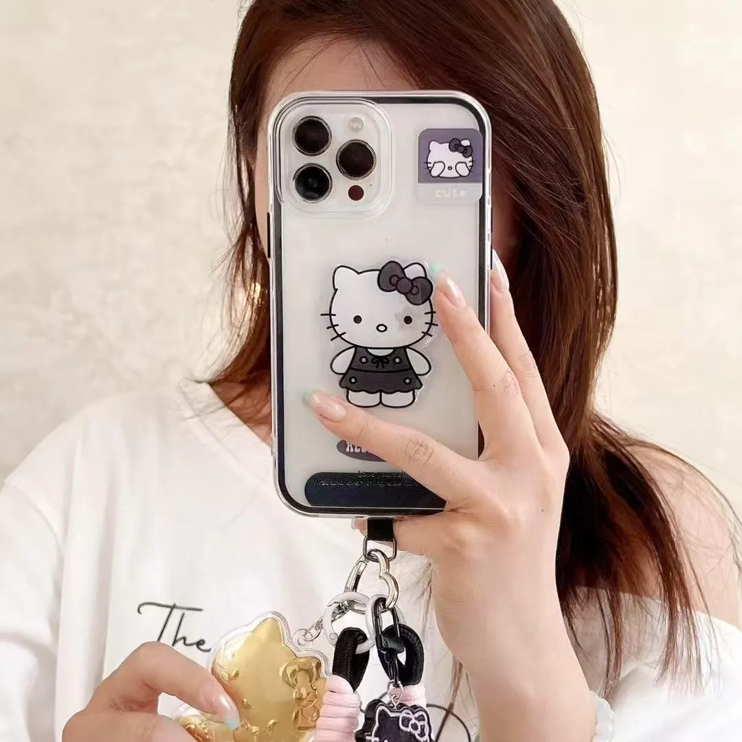适用iPhone15promax手机壳苹果16新款纯色边框透明涂鸦HelloKitty13带挂绳12卡通可爱16pro防摔硅胶保护套潮