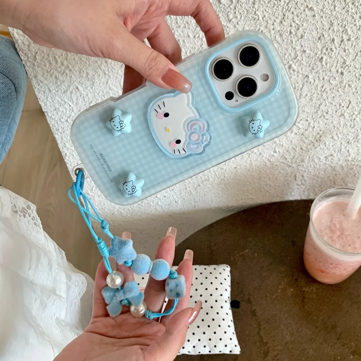 格子星星Kitty适用于苹果16/15/14/13/promax手机壳iphone16promax可爱卡通 - 图片 8