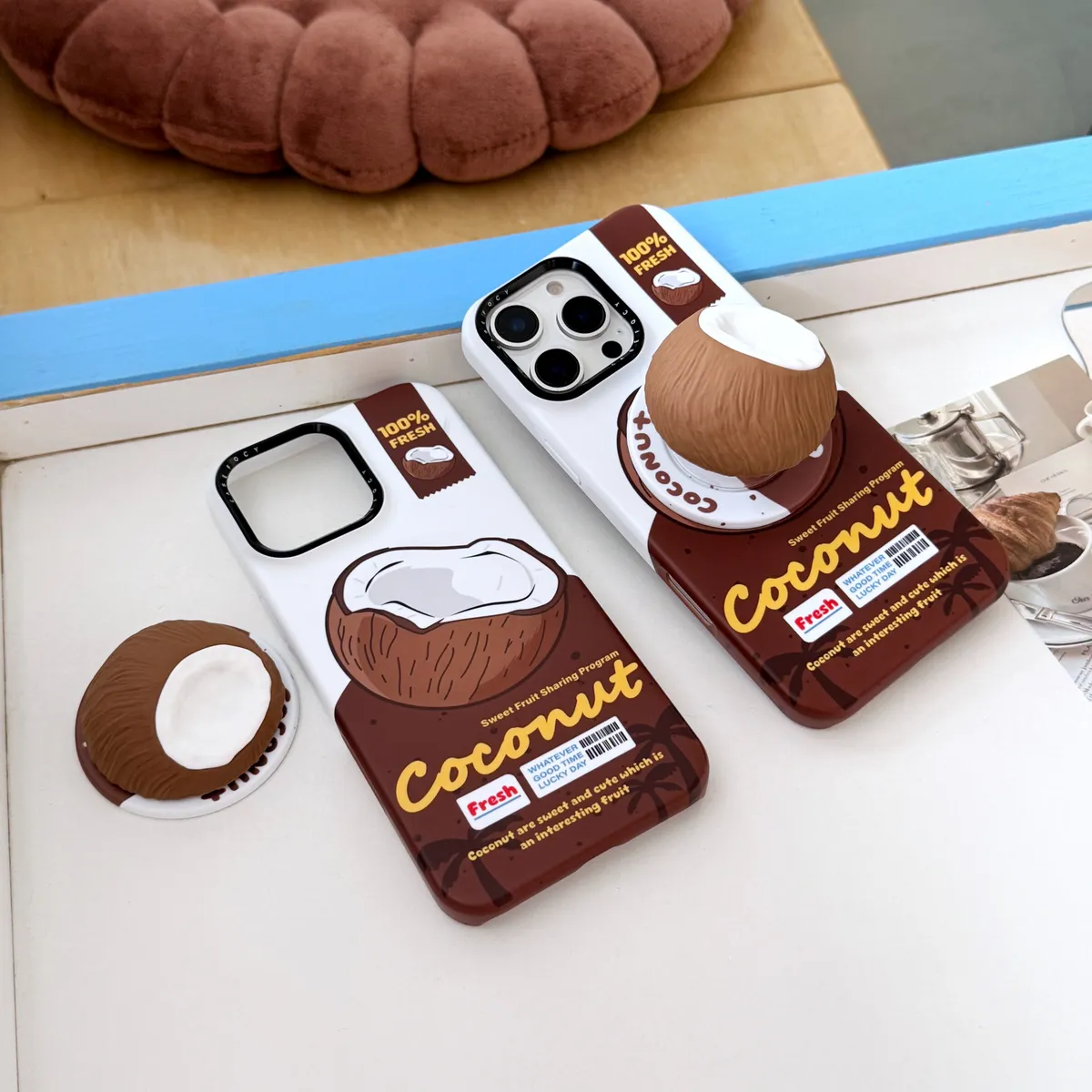 立体椰子创意适用苹果16promax手机壳个性可爱椰子支架iphone14新款15promax磁吸菲林壳 - 图片 8