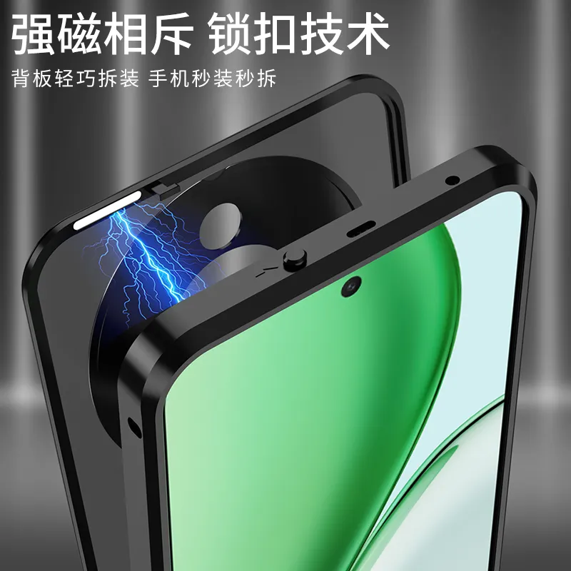 适用于荣耀x70弹扣手机壳金属边框保护套磨砂背板 - 图片 9
