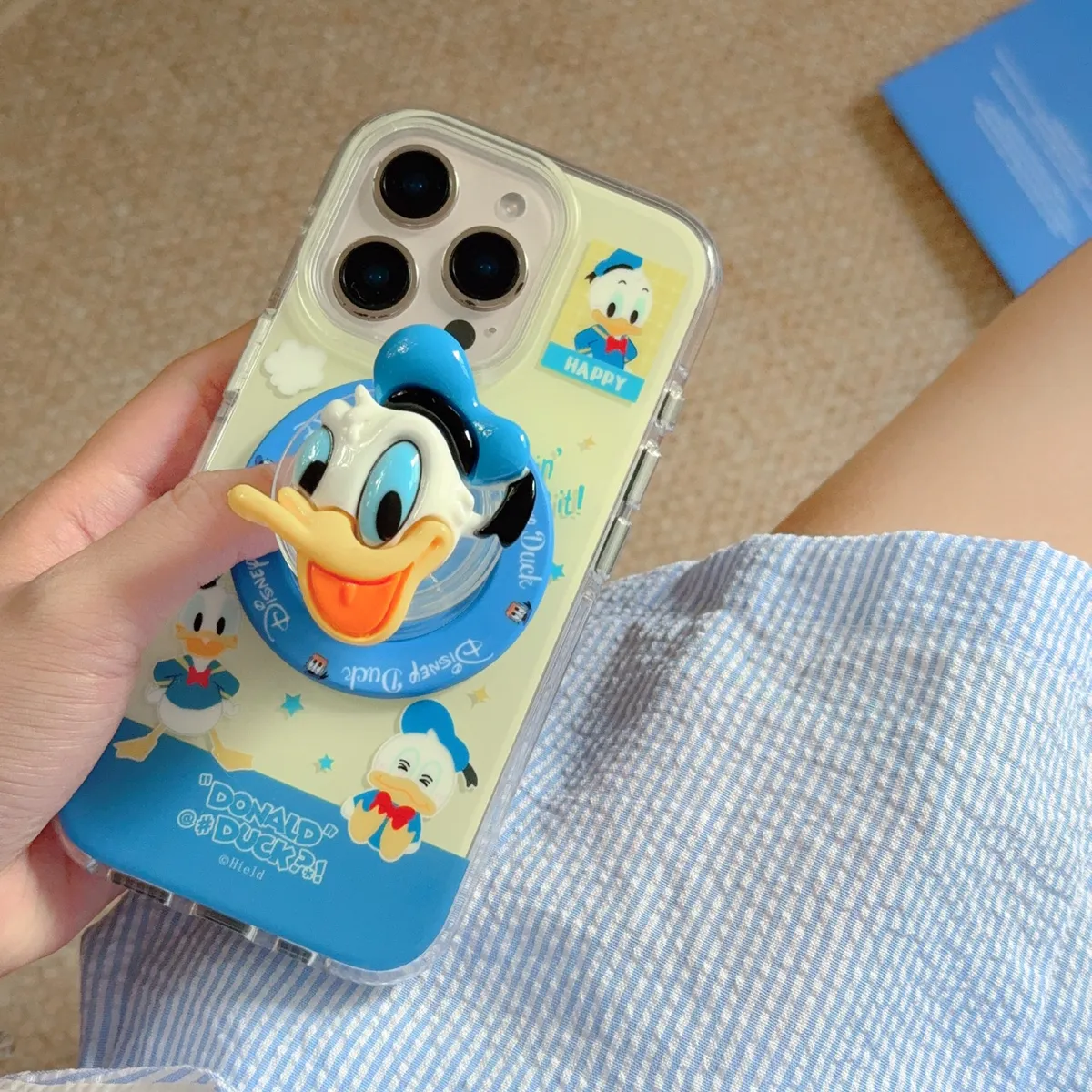 ins日韩撞色底Q萌唐老鸭磁吸支架壳适用iPhone16promax苹果15pro手机壳14创意13防摔保护套 - 图片 7