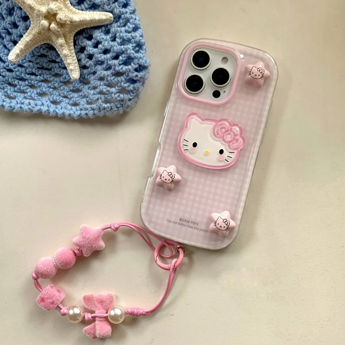 格子星星Kitty适用于苹果16/15/14/13/promax手机壳iphone16promax可爱卡通 - 图片 6