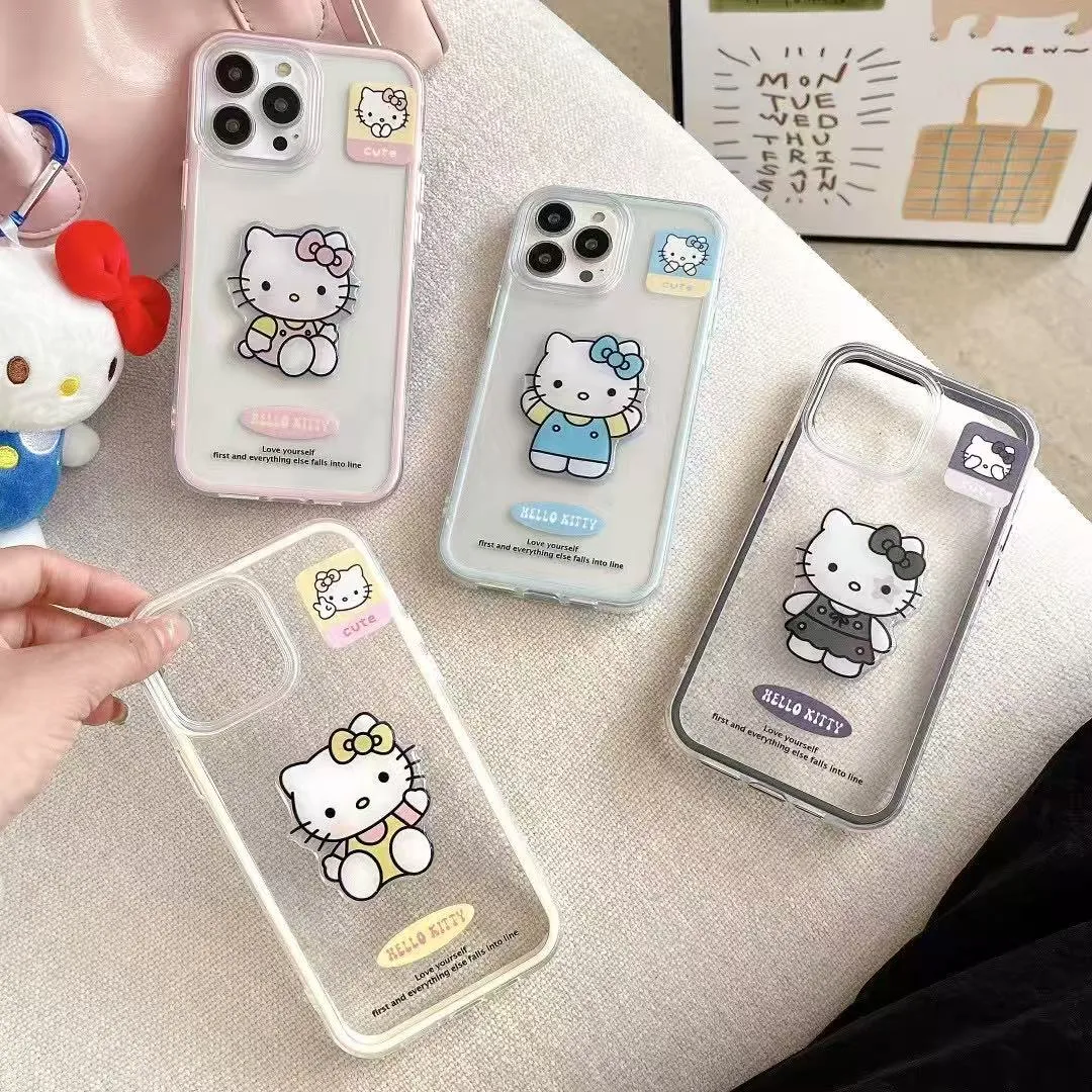 适用iPhone15promax手机壳苹果16新款纯色边框透明涂鸦HelloKitty13带挂绳12卡通可爱16pro防摔硅胶保护套潮 - 图片 8