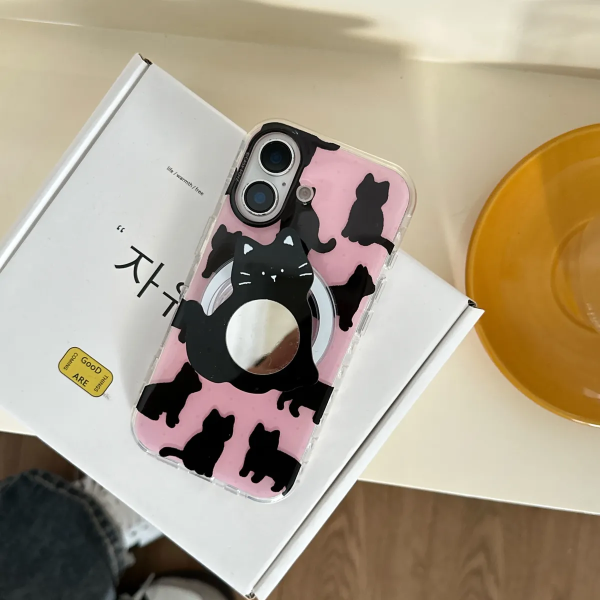黑色镜子动物适用于苹果16/15/14/13/promax手机壳iphone16promax可爱卡通 - 图片 7