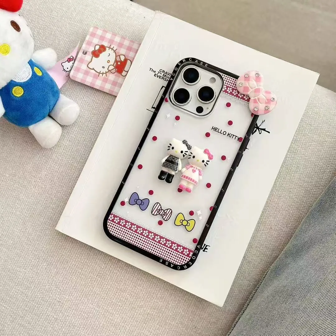 可爱立体蝴蝶结长腿kt猫适用于苹果16手机壳iphone15保护套14防摔13新款15promax女款15pro个性max手机套网红 - 图片 9