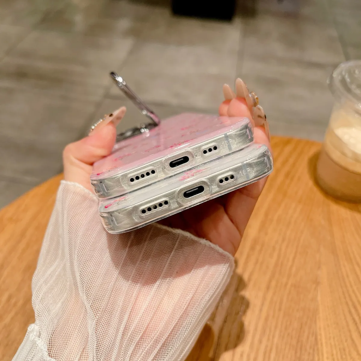 适用苹果系列iPhone16网红手机壳14promax小清新15promax粉底小碎花全包镜头支架14/13高级感新款保护套 - 图片 7