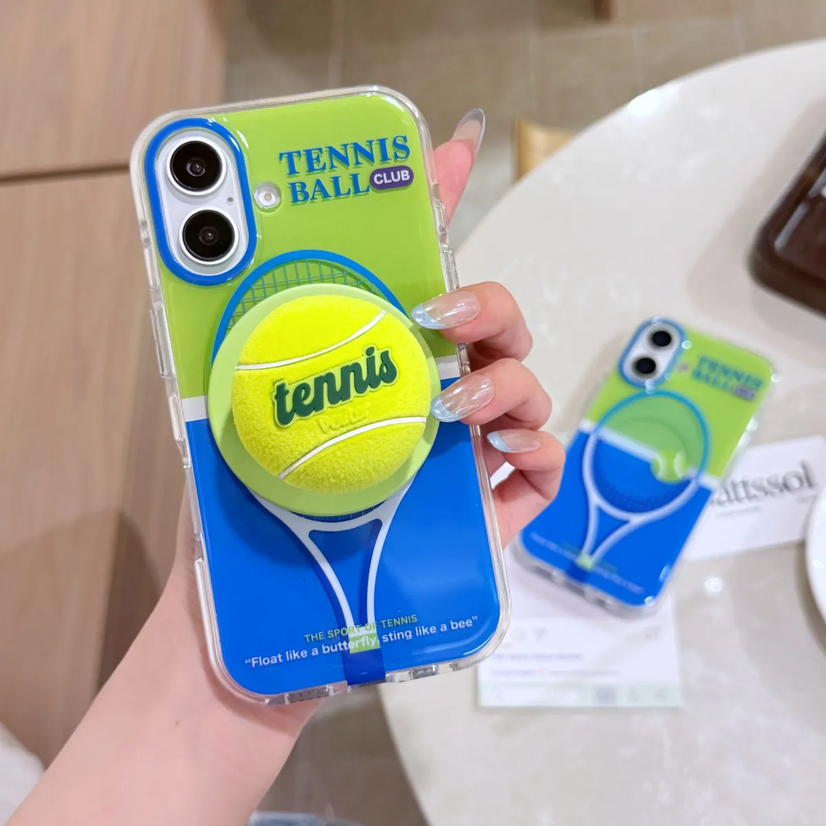 立体网球创意适用苹果16promax手机壳个性植绒网球支架iphone14新款15promax双面IMD - 图片 4