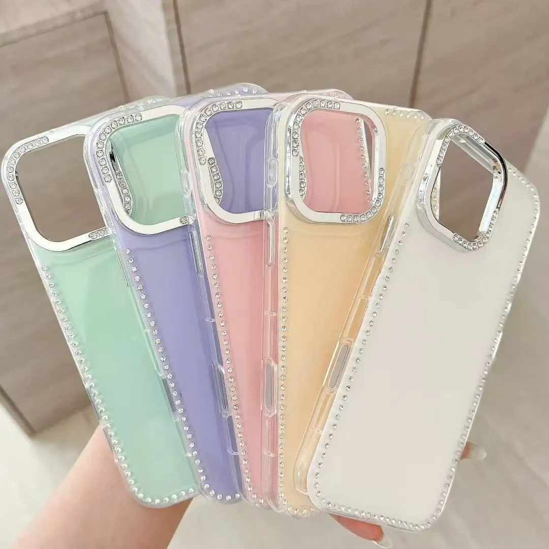 ins极简韩风闪钻温柔白色适用苹果16promax手机壳iphone13新款15女14pro带链条16pro全包创意防摔手机套硅胶 - 图片 2
