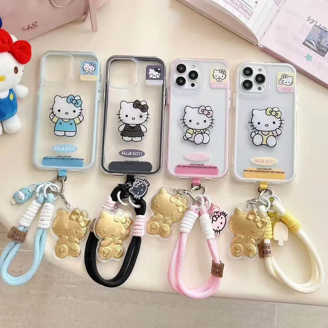 适用iPhone15promax手机壳苹果16新款纯色边框透明涂鸦HelloKitty13带挂绳12卡通可爱16pro防摔硅胶保护套潮 - 图片 3