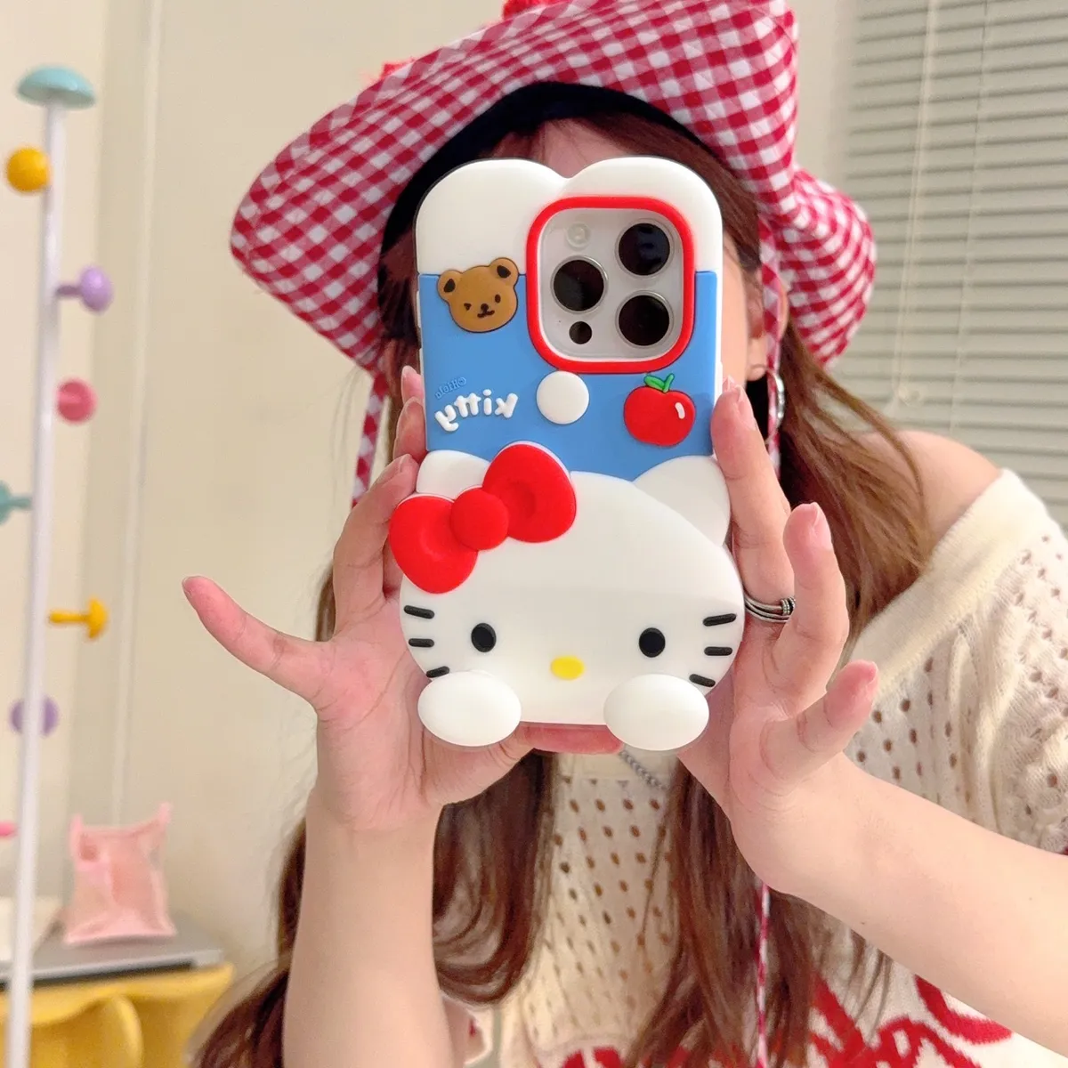 趴趴红苹果kitty适用苹果16promax手机壳iphone15新款14少女心全包日韩13防摔硅胶12promax保护壳 - 图片 6