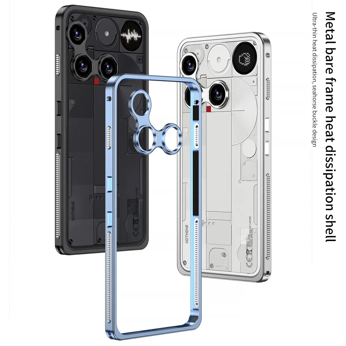 适用于nothingphone3金属海马扣防摔散热超跑边框带镜头保护套手机壳 - 图片 17