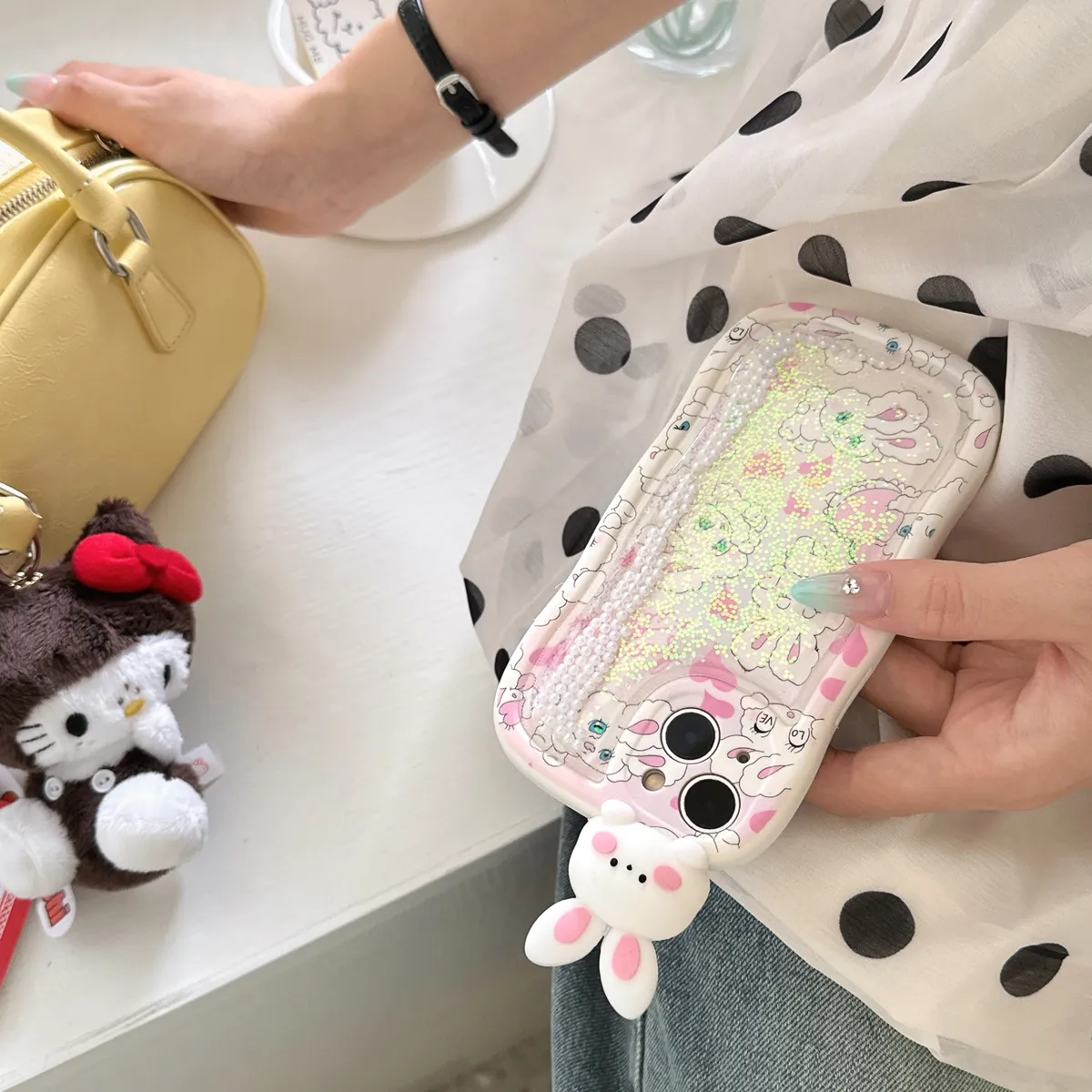 适用iphone14promax手机壳苹果13趴趴流沙粉色爱心小兔子ins可爱唯美13pro max手机套15女款网红卡通14plus防摔16保护套 - 图片 7