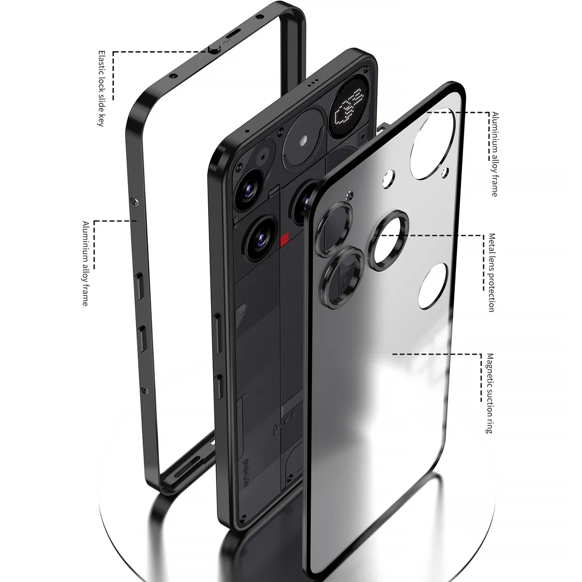 适用于nothingphone3弹扣手机壳金属边框保护套磨砂背板 - 图片 7