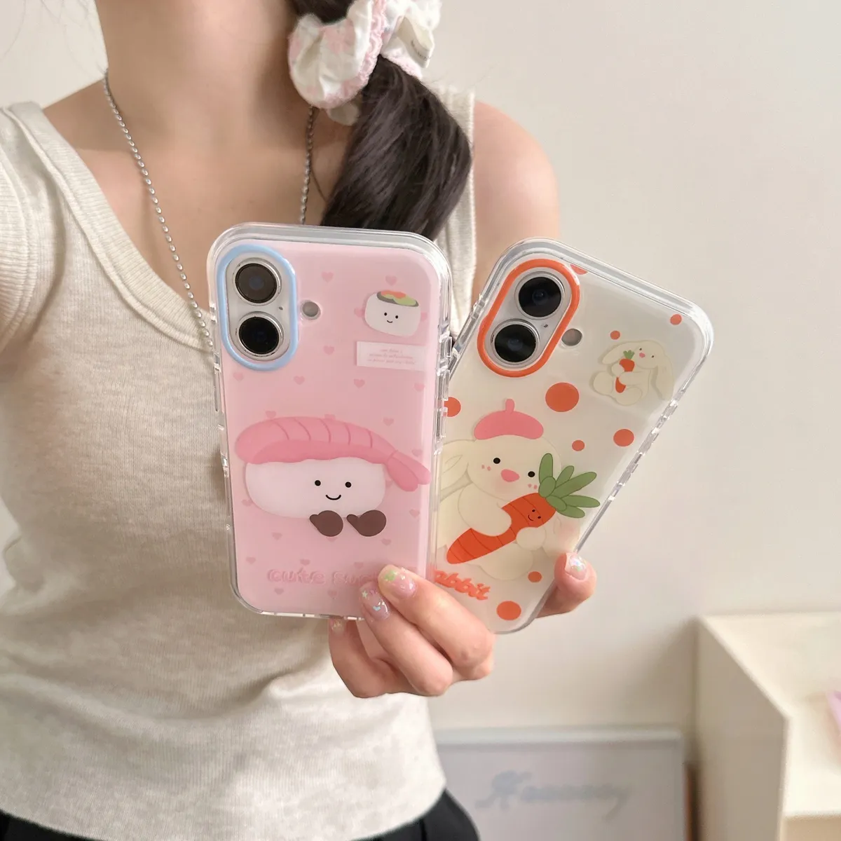 气垫IMD饭团吐司三文鱼适用苹果16promax波点萝卜兔子手机壳卡通iphone13新款14pro防摔15ProMax女16pro可爱14/13Pro全包 - 图片 2