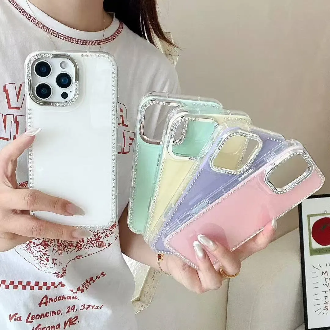 ins极简韩风闪钻温柔白色适用苹果16promax手机壳iphone13新款15女14pro带链条16pro全包创意防摔手机套硅胶