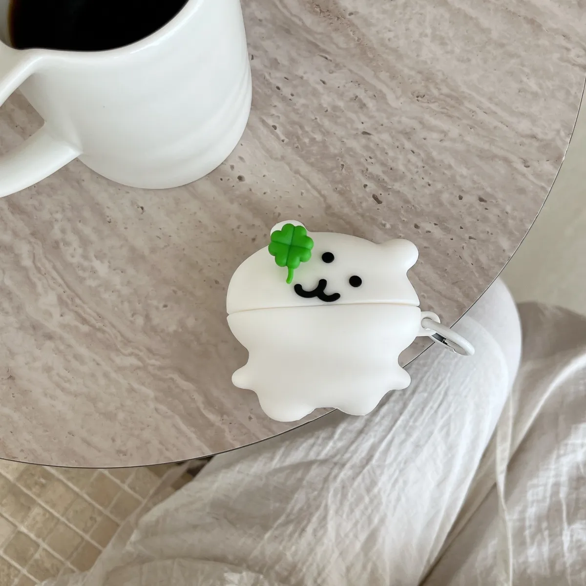 硅胶四叶草自嘲熊耳机套适用Airpods4保护套可爱卡通Airpodspro降噪耳机保护套Airpods2网红超火女款Airpods3全包防摔 - 图片 2