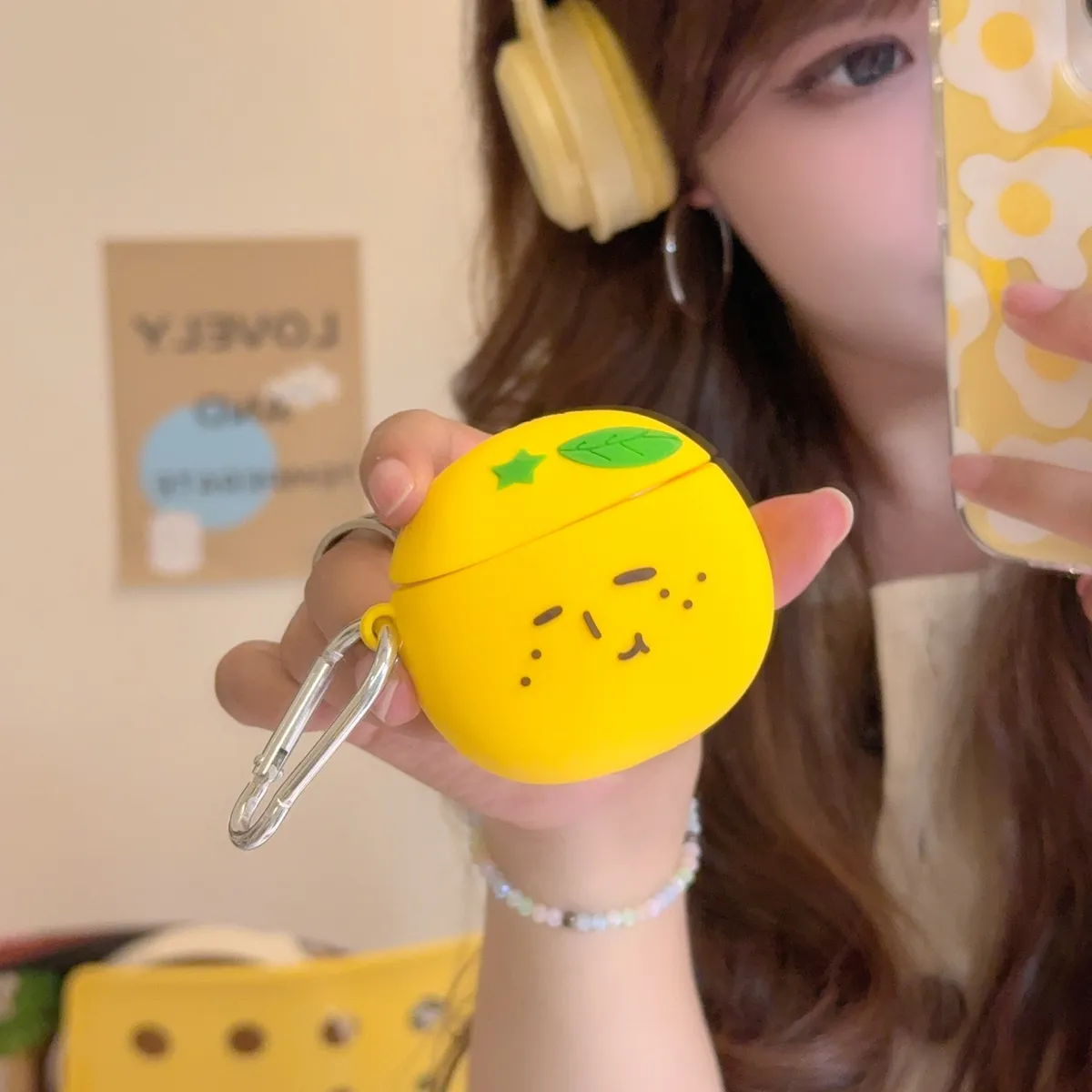 yukio橘子头适用苹果无线蓝牙AirPodsPro耳机壳AirPods4代软AirPods1/2硅胶3代防摔套Pro2代女款 - 图片 2